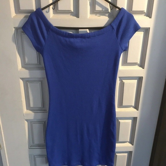 Signature 8 Knit Dress Fitted JuniorSzL Pretty Blue Cap Sleeves Pre-Owned - Picture 3 of 10